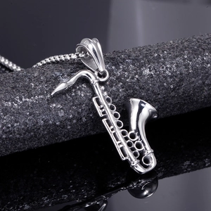 Stainless Steel Saxophone Pendant Only Without Chain Musical Instrument Charm Jewelry Gift For Music Lovers Men Women