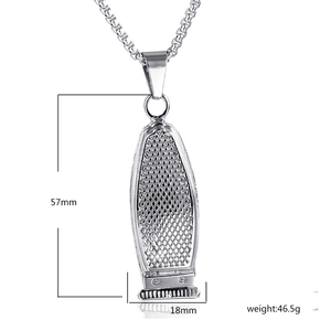 Collier avec pendentif tondeuse à cheveux en acier titane pour homme et chaîne argentée