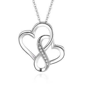 925 Sterling Silver Double Heart Infinity Pendant Necklace Zirconia Inlaid Gold Silver Clavicle Chain Jewelry For Women