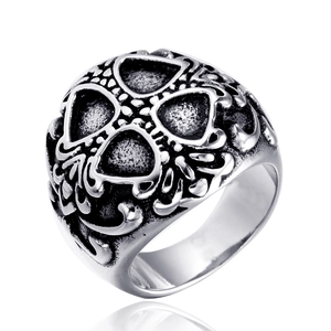 Vintage Stainless Steel Skull Ring For Men Women Gothic Carved Hollow Cross Ring Punk Rock Biker Band Jewelry Gift