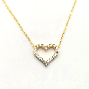 Hollow heart pendant necklace in gold finish with sparkling pavé cubic zirconia