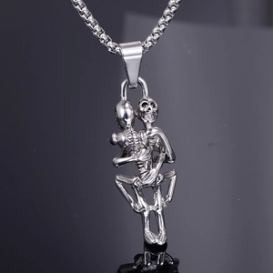 Gothic skull pendant necklace for men made of durable polished stainless steel