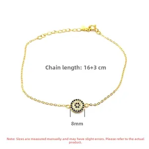 Detail of 925 sterling silver evil eye bracelet with 16+3cm adjustable gold chain link