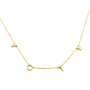 Golden S925 silver VOTE letter pendant necklace with thin cross chain for women
