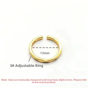 Macro detail of gold S925 sterling silver geometric open ring with 13mm inner diameter