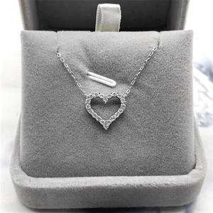 S925 Sterling Silver Hollow Heart Pendant Necklace For Women Fashion Inlaid Zirconia Love Heart Chain Necklace Jewelry Gift
