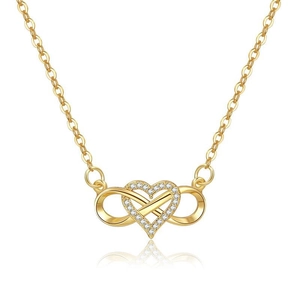 S925 Sterling Silber Unendlichkeit Herz Anhänger Kette mit weißen Zirkonia Steinen