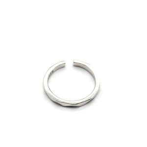 S925 sterling silver minimalist geometric rhombus open ring with hammered texture
