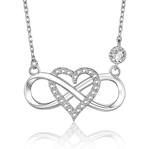 Collier Pendentif Cœur Infini en Argent Sterling 925 pour Femme Incrusté de Zirconia Bijoux de Mode Cadeau