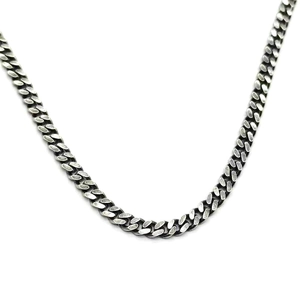 Detailed view of S925 sterling silver Cuban link chain with vintage black finish