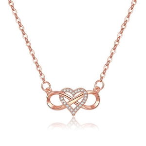 Elegante S925 Sterling Silber Unendlichkeit Herz Anhänger Halskette in Roségold