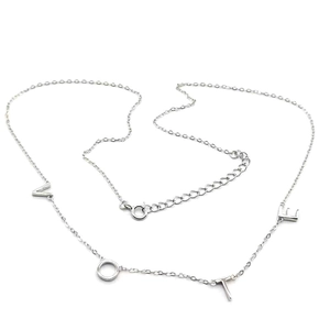 Macro view of S925 sterling silver chain featuring VOTE letters with a spring clasp