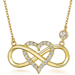 Collier doré avec pendentif cœur infini orné de diamants scintillants et chaîne délicate