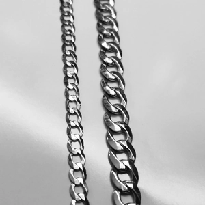 Bracelet gourmette classique 8 mm en argent sterling S925 avec coupe hexagonale polie