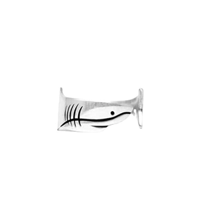 Anello aperto in argento sterling S925 con design minimalista a forma di squalo