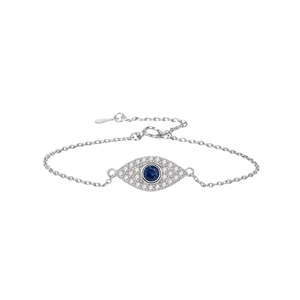 S925 sterling silver evil eye bracelet with blue crystal and pavé zircon stones