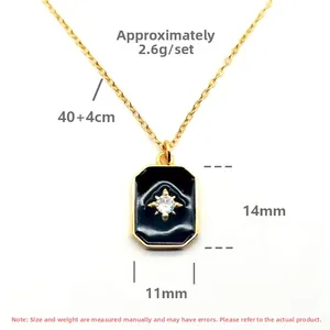 Detail view of gold octagram pendant with size 14x11mm and chain length 40+4cm