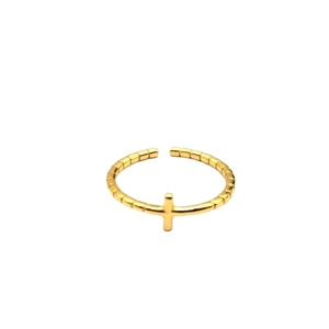 Bague de orteil ajustable en argent sterling S925 avec motif croix minimaliste
