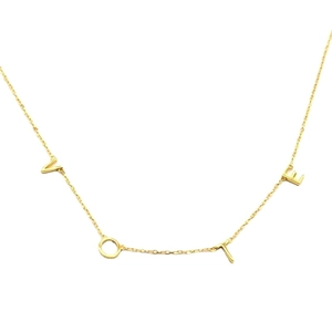 Gold S925 sterling silver chain necklace with minimalist VOTE letter pendants