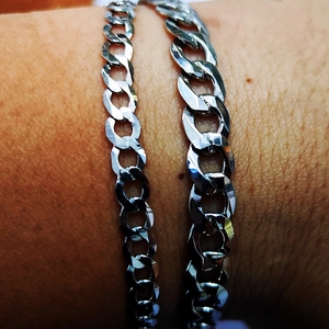 Bracelet cubain hexagonal de 8mm en argent sterling S925 pour homme fini poli