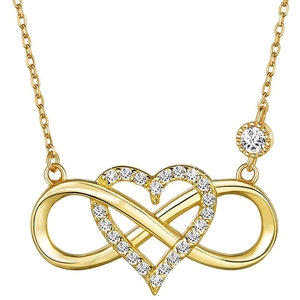 Collier en argent S925 doré avec pendentif cœur infini et pierres de zircone brillantes