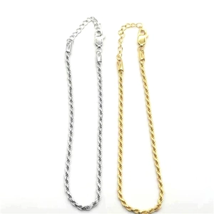 Classic silver and gold rope chain bracelets with lobster clasp and adjustable extension
