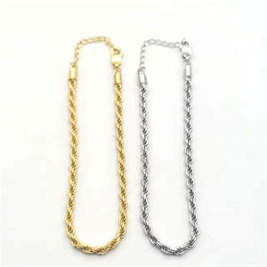 S925 Sterling Silver rope chain bracelets in gold and silver finish with lobster clasp