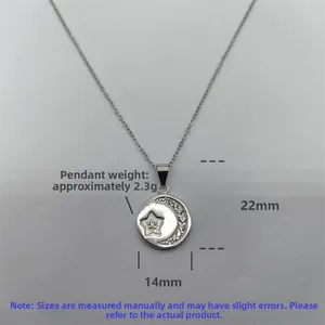 Macro shot of S925 silver star and moon pendant with detailed 22mm x 14mm dimensions