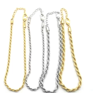 Detailed close-up of gold and silver S925 rope chains with lobster clasps and extenders