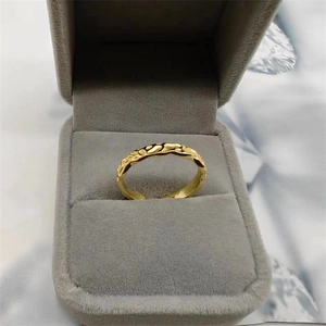 Irregular hammered texture S925 sterling silver open ring in gold finish with jewelry box