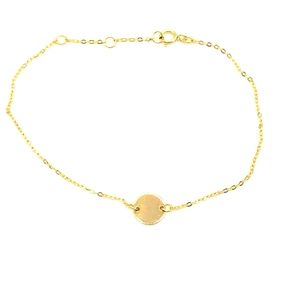 Minimalist 925 Sterling Silver Gold Plated Smooth Round Disc Pendant Chain Bracelet For Women Fashion Daily Jewelry Gift