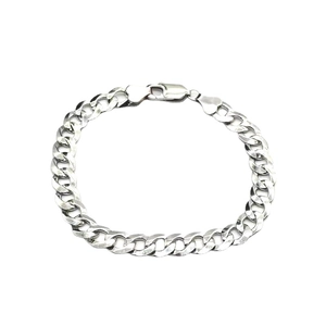 Bracelet gourmette 8mm en argent sterling S925 avec fermoir mousqueton pour hommes