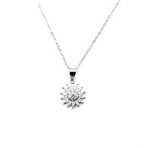 S925 Sterling Silver Sunflower Pendant Necklace For Women Zirconia Inlaid Sun Flower Sparkle Jewelry Accessory Gift