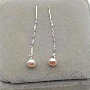 Elegant S925 sterling silver drop earrings with natural pink freshwater pearls