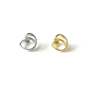 Polished S925 sterling silver layered spiral open rings in gold and silver finishes