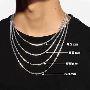 S925 Sterling Silver Cuban Chain necklace length comparison chart 45cm to 60cm guide
