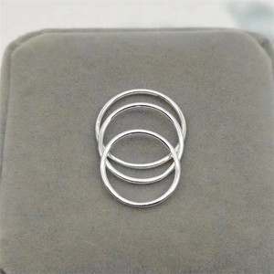 Minimalist S925 sterling silver ring set of three thin bands for women stacked on grey velvet