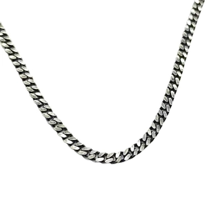 Vintage unisex S925 sterling silver curb chain necklace with retro oxidized finish
