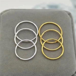 6-piece minimalist S925 sterling silver thin ring set in gold and silver polished finish