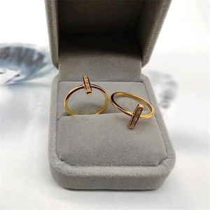 Minimalist S925 sterling silver gold-plated rings set with T-shaped zircon accents