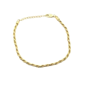Classic gold twisted rope chain bracelet with lobster clasp and adjustable extension link