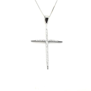 Collier Pendentif Croix en Argent Sterling 925 Zirconia pour Femmes Hommes Mode Incrusté de Zircone Bijoux Religieux Collier Croix Argent