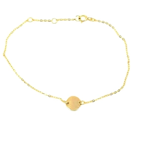 Minimalist S925 silver flat round pendant bracelet with golden plating for women