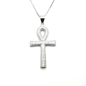 S925 Sterling Silver Ankh Cross Pendant Necklace Personalized Hip Hop Pave Zirconia Egyptian Life Symbol Religious Jewelry