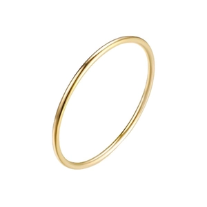 Polished minimalist gold-plated S925 sterling silver thin band ring for women