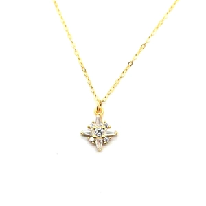 925 Sterling Silver Gold Plated Eight Pointed Star Pendant Necklace Women Starburst Zirconia Clavicle Chain Jewelry