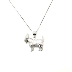 S925 Sterling Silver Zirconia Goat Pendant Necklace For Women Men Hip Hop Animal Zodiac Charm Jewelry Gift With Chain