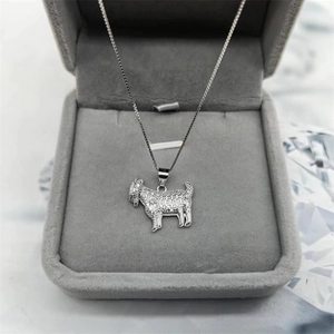 S925 sterling silver hip-hop goat pendant with iced-out micro-pave diamonds and chain