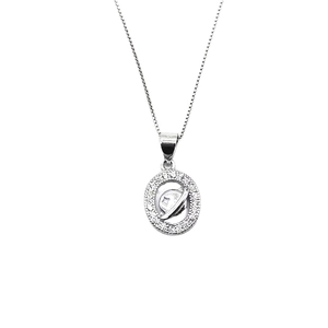 S925 sterling silver planet necklace with sparkling cubic zirconia pendant