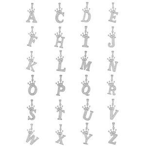 Pendentif Couronne Lettre Anglaise en Argent Sterling 925 Avec Zirconia Bijoux de Charme Alphabet Élégant de Mode Pour Accessoire de Collier de Femme